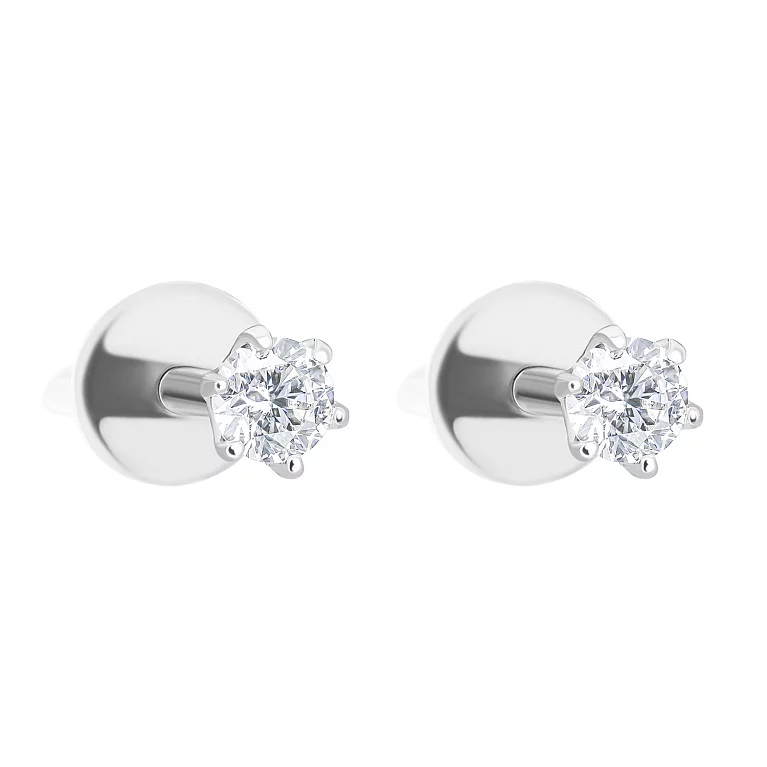 Золоті сережки-гвоздики з діамантами. Артикул 2109767202: ціна, відгуки, фото – купити в інтернет-магазині AURUM