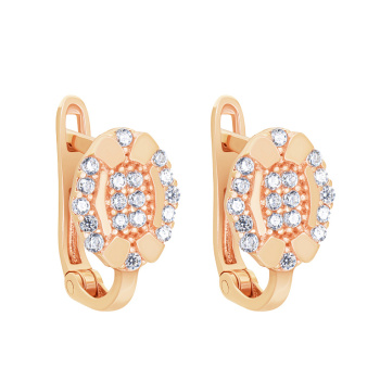 Серьги в красном золоте с фианитами - 1735976