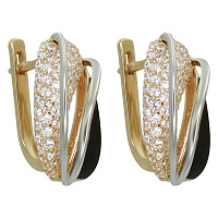 Сережки из комбинированного золота с цирконием и эмалью. Артикул 430894Е: цена, отзывы, фото – купить в интернет-магазине AURUM