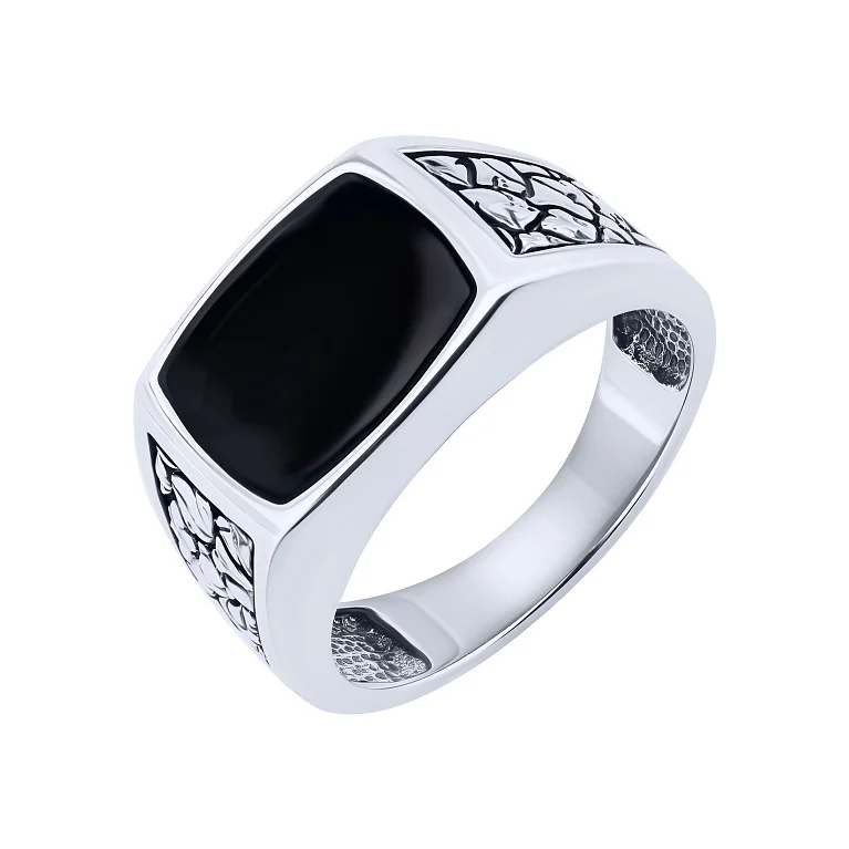 Перстень-печатка из серебра с эмалью и чернением - 2128245 Перстень-печатка из серебра с эмалью и чернением - 2128245