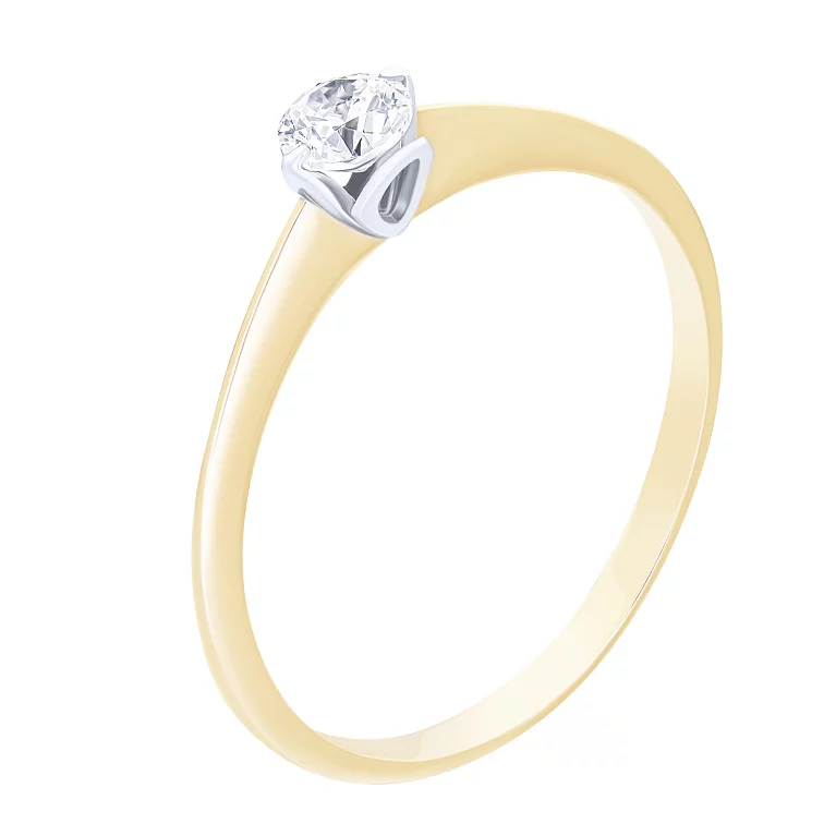 Помолвочное кольцо из комбинированного золота с фианитом. Артикул К89: цена, отзывы, фото – купить в интернет-магазине AURUM