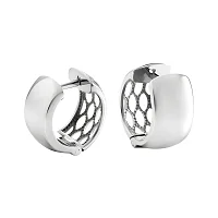 Серьги-кольца из серебра с лаконичными вырезами - 1552921