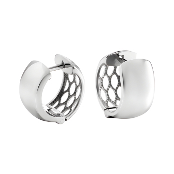 Серьги-кольца из серебра с лаконичными вырезами - 1552921