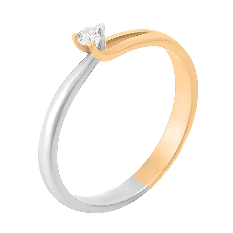 Золота каблучка для заручин з діамантом. Артикул 50567/14/1/8011: ціна, відгуки, фото – купити в інтернет-магазині AURUM