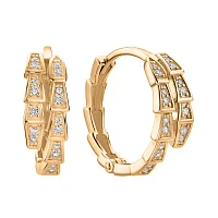 Серьги-кольца из красного золота "Змея" с фианитами - 2182437