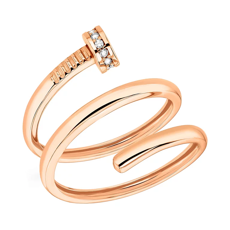 Золотое кольцо Гвоздь с фианитами. Артикул 154839: цена, отзывы, фото – купить в интернет-магазине AURUM