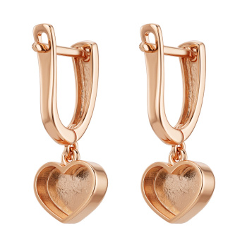 Серьги "Сердце" с подвесом из красного золота  - 2246600