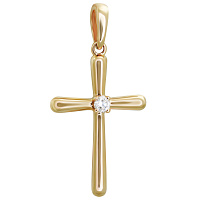Хрестик з червоного золота з діамантом. Артикул 1721-0: ціна, відгуки, фото – купити в інтернет-магазині AURUM