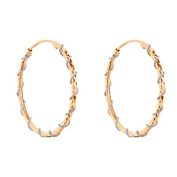 Сережки-кольца из комбинированого золота с алмазной гранью - 960288