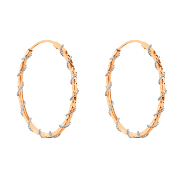 Сережки-кольца из комбинированного золота с алмазной гранью - 960288