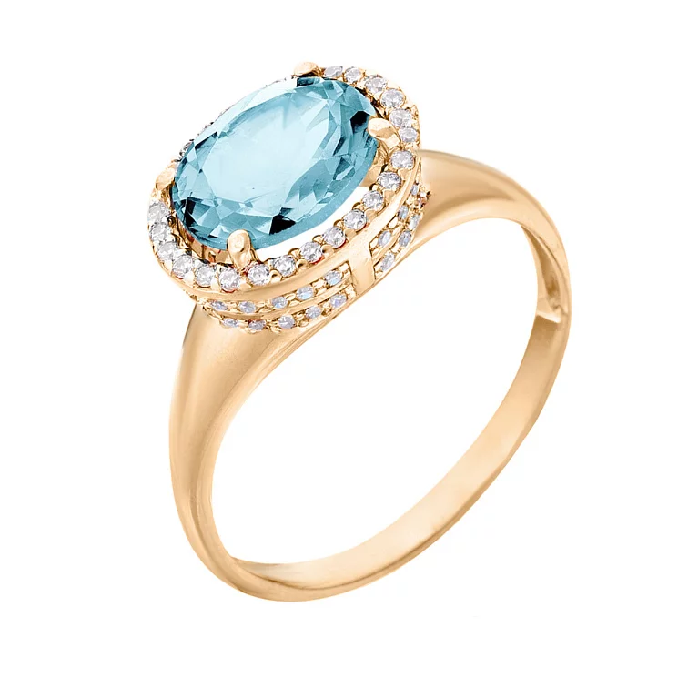 Золотое кольцо с топазом и фианитами. Артикул 140470Пг: цена, отзывы, фото – купить в интернет-магазине AURUM