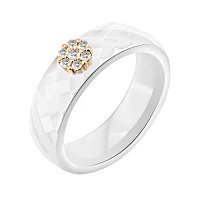 Каблучка "Квітка" із кераміки і червоного золота з діамантами - 2126620