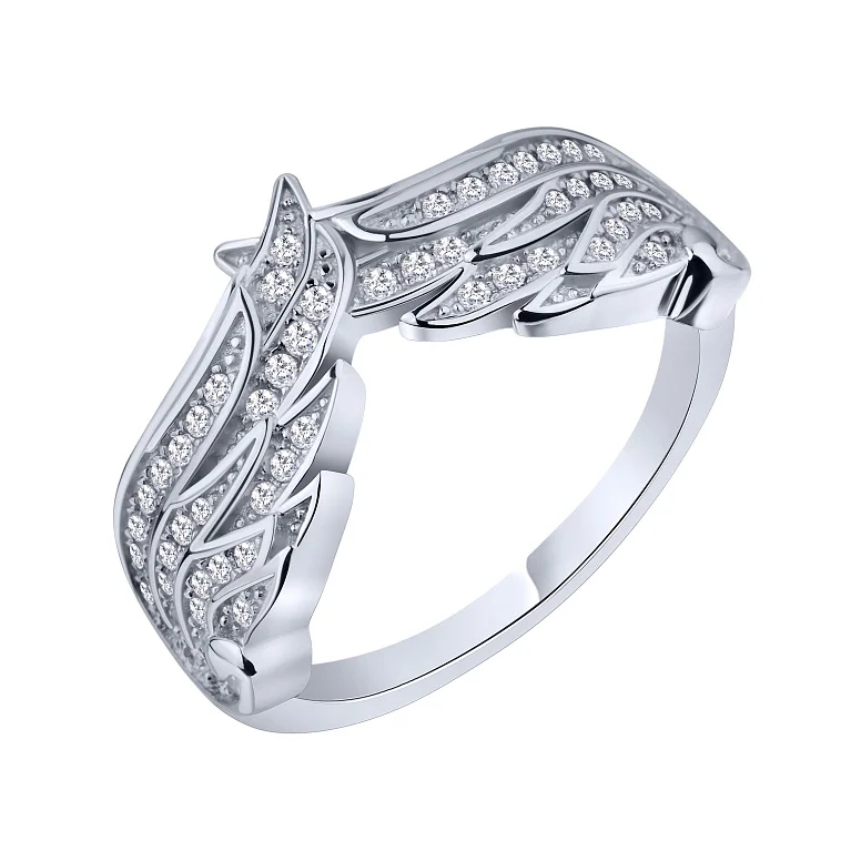 Кольцо из серебра "Крылья" с фианитами - 2210966