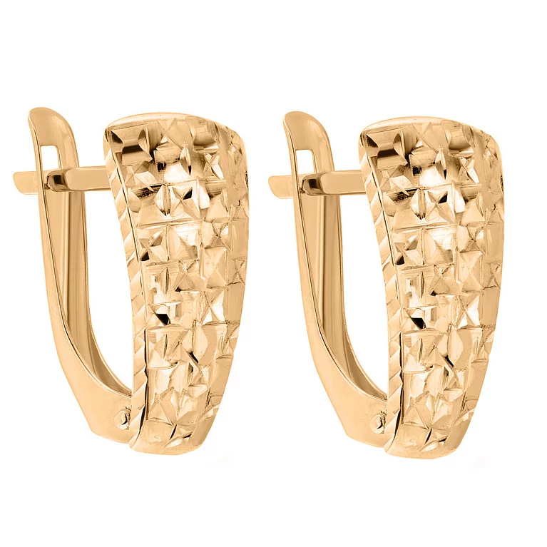 Золотые серьги с алмазной гранью. Артикул 120513: цена, отзывы, фото – купить в интернет-магазине AURUM