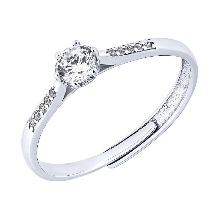 Кольцо серебряное регулируемое с фианитами - 2001646