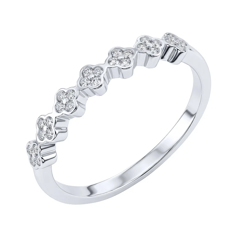 Серебряное кольцо с фианитами "Цветы" - 2159475