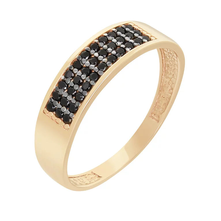 Золотое кольцо с черными фианитами. Артикул 110091/9: цена, отзывы, фото – купить в интернет-магазине AURUM