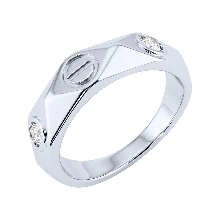 Серебряное кольцо "Love" с фианитами - 2216762