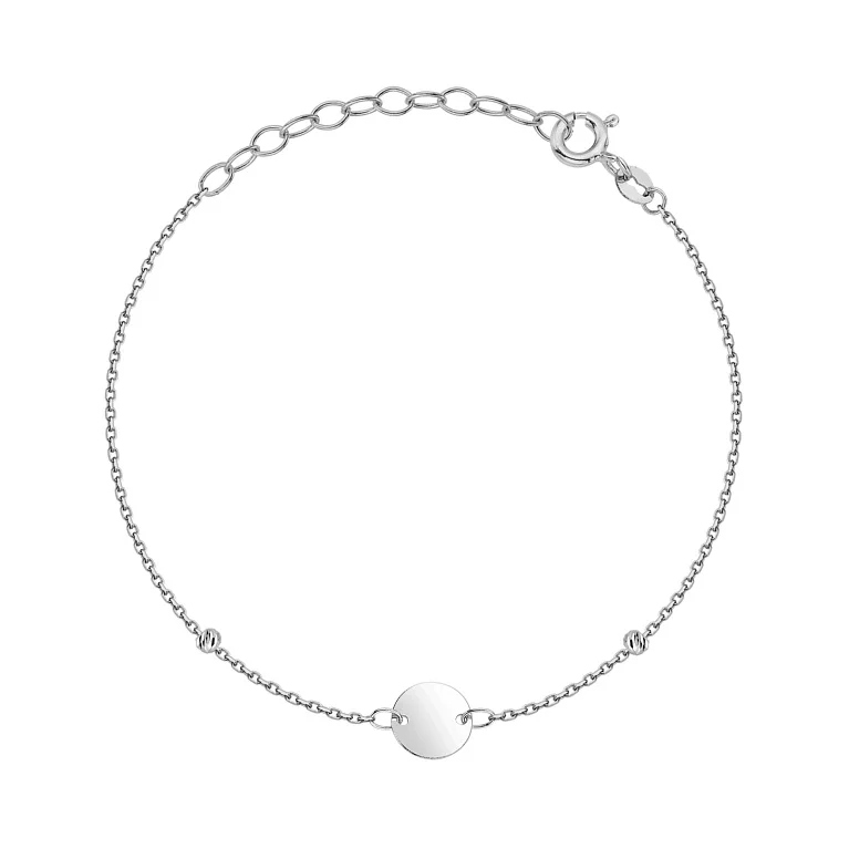 Браслет "Монета" из белого золота в якорном плетении - 2167199