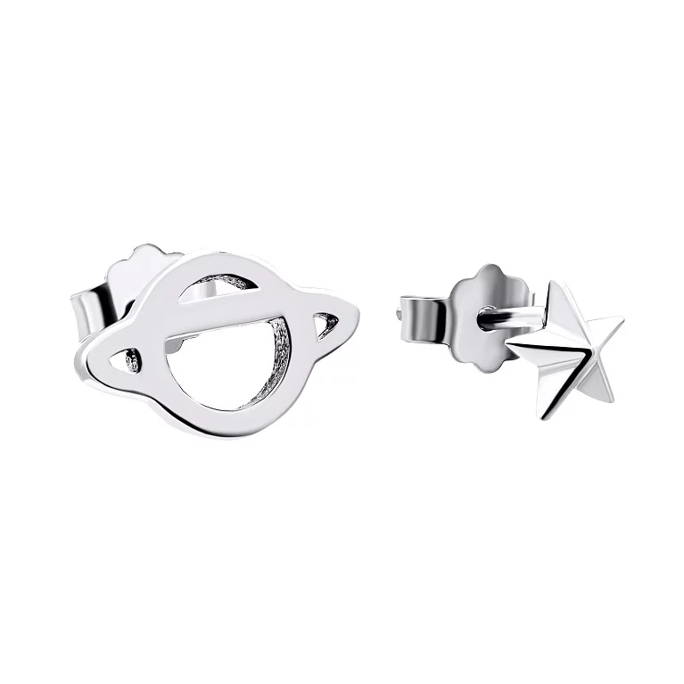 Сережки-гвоздики зі срібла "Космос" . Артикул 7518/ВС-280р: ціна, відгуки, фото – купити в інтернет-магазині AURUM