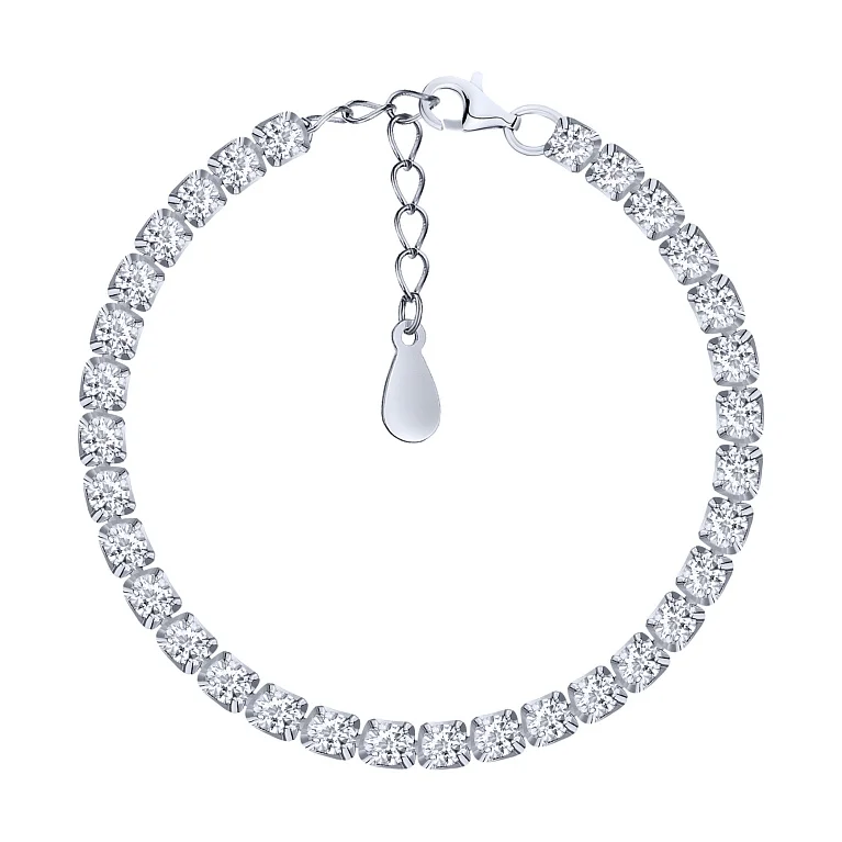 Серебряный теннисный браслет с фианитами - 2166988