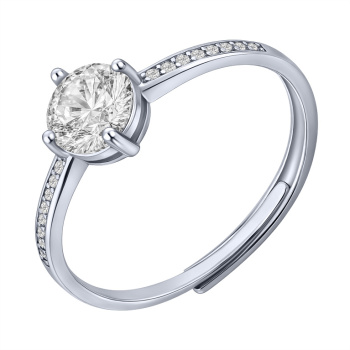Серебрянное кольцо с фианитами раздвижное - 2001901