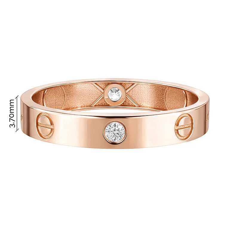 Кольцо "Love" в красном золоте с фианитами - 2139510