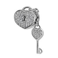 Срібний шарм з цирконієм "Серце на замку". Артикул 7503/39011/1: ціна, відгуки, фото – купити в інтернет-магазині AURUM