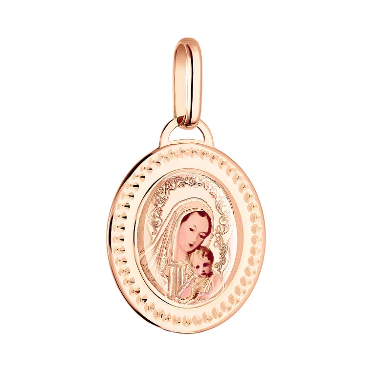 Золота ладанка "Діва Марія та Ісус" з емаллю. Артикул 421273: ціна, відгуки, фото – купити в інтернет-магазині AURUM