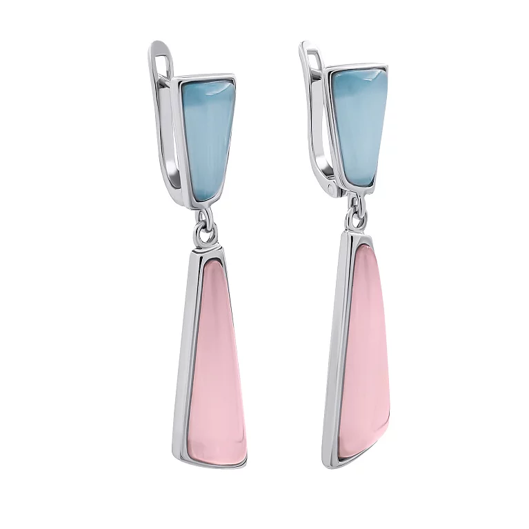 Сережки серебряные с подвесками с кошачьим глазом. Артикул 7502/2041504: цена, отзывы, фото – купить в интернет-магазине AURUM