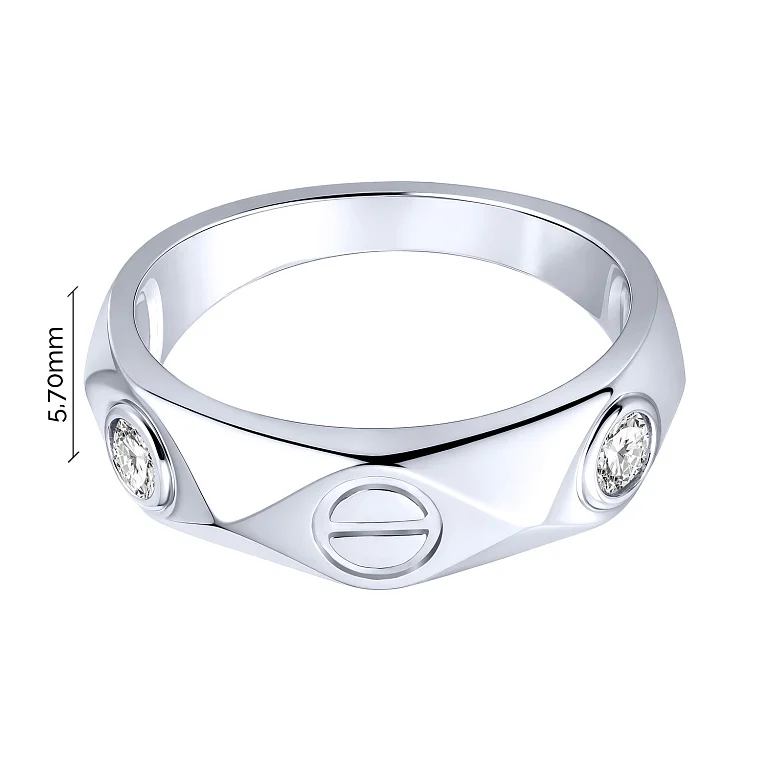 Серебряное кольцо "Love" с фианитами - 2216762