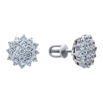 Серьги-гвоздики с бриллиантами в белом золоте - 802909