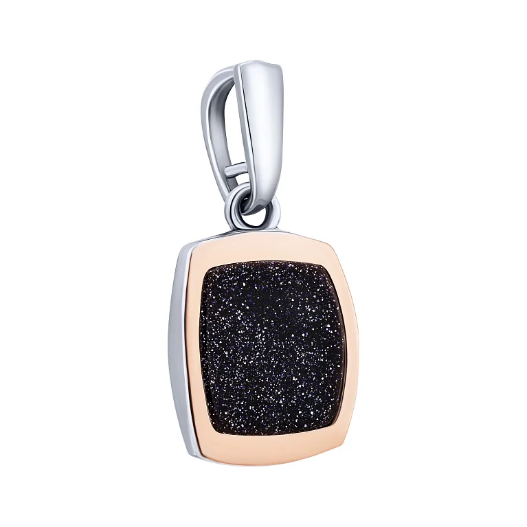 Срібний підвіс з авантюрином та золотою накладкою - 2182439