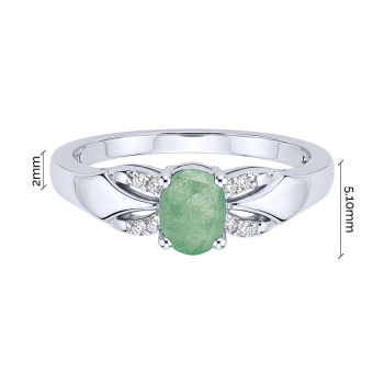 Серебряное кольцо с изумрудом и фианитами - 2297678
