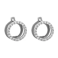 Серьги из серебра "Круг" с фианитами - 1577174