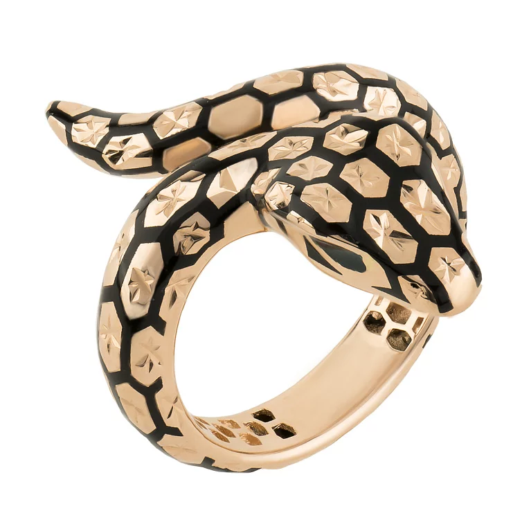 Кольцо из красного золота с эмалью в форме змеи. Артикул 214816601: цена, отзывы, фото – купить в интернет-магазине AURUM