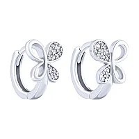Детские серебряные серьги-кольца "Мотылек" с фианитами - 2091677