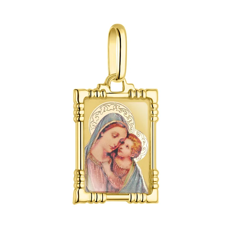 Ладанка из желтого золота "Матерь Божья с младенцем" - 2167004