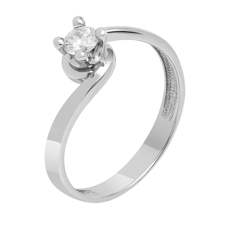 Каблучка для заручин з білого золота з діамантом. Артикул 880214-бел: ціна, відгуки, фото – купити в інтернет-магазині AURUM