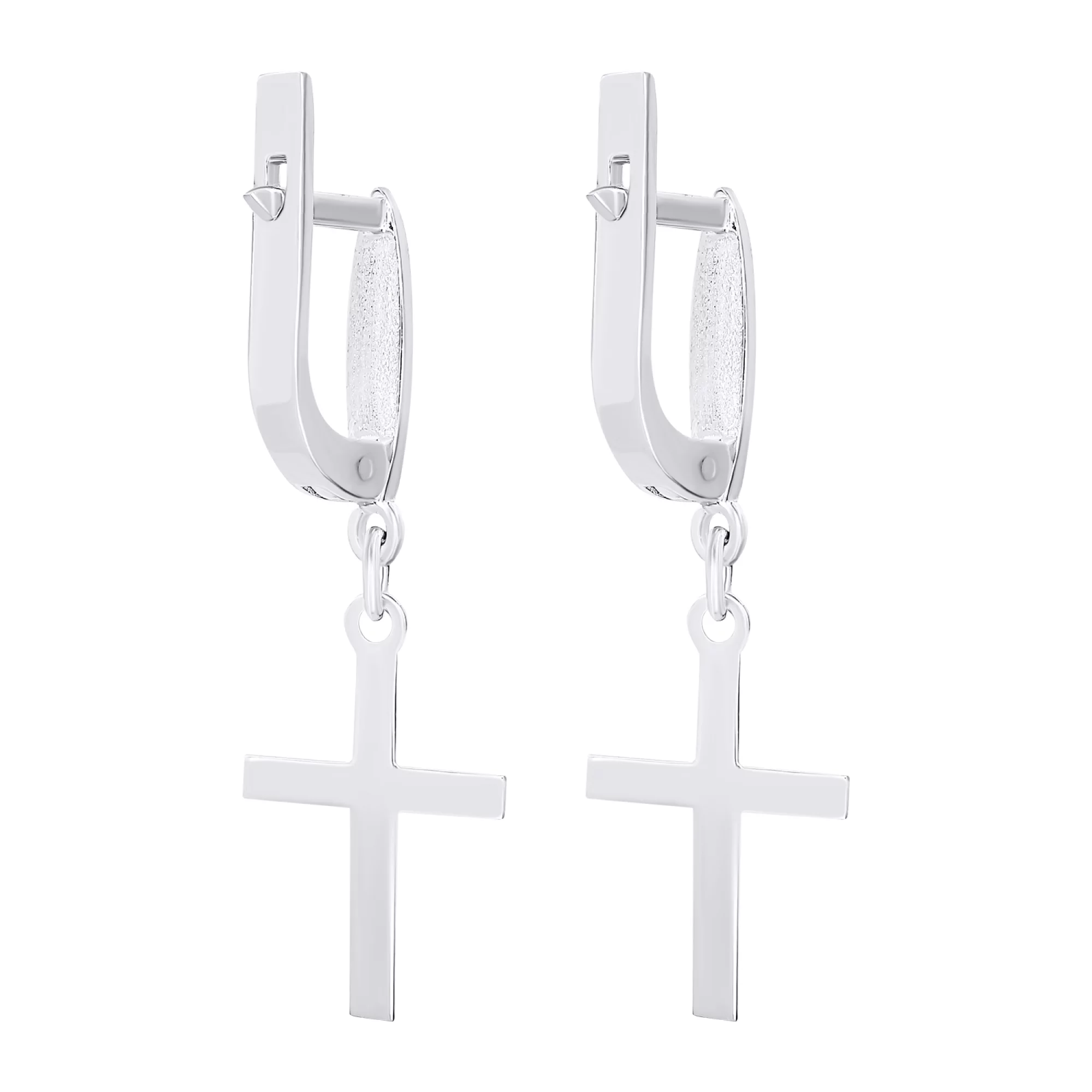 Срібні сережки з підвісками "Хрестики" - 1535125 – зображення 2