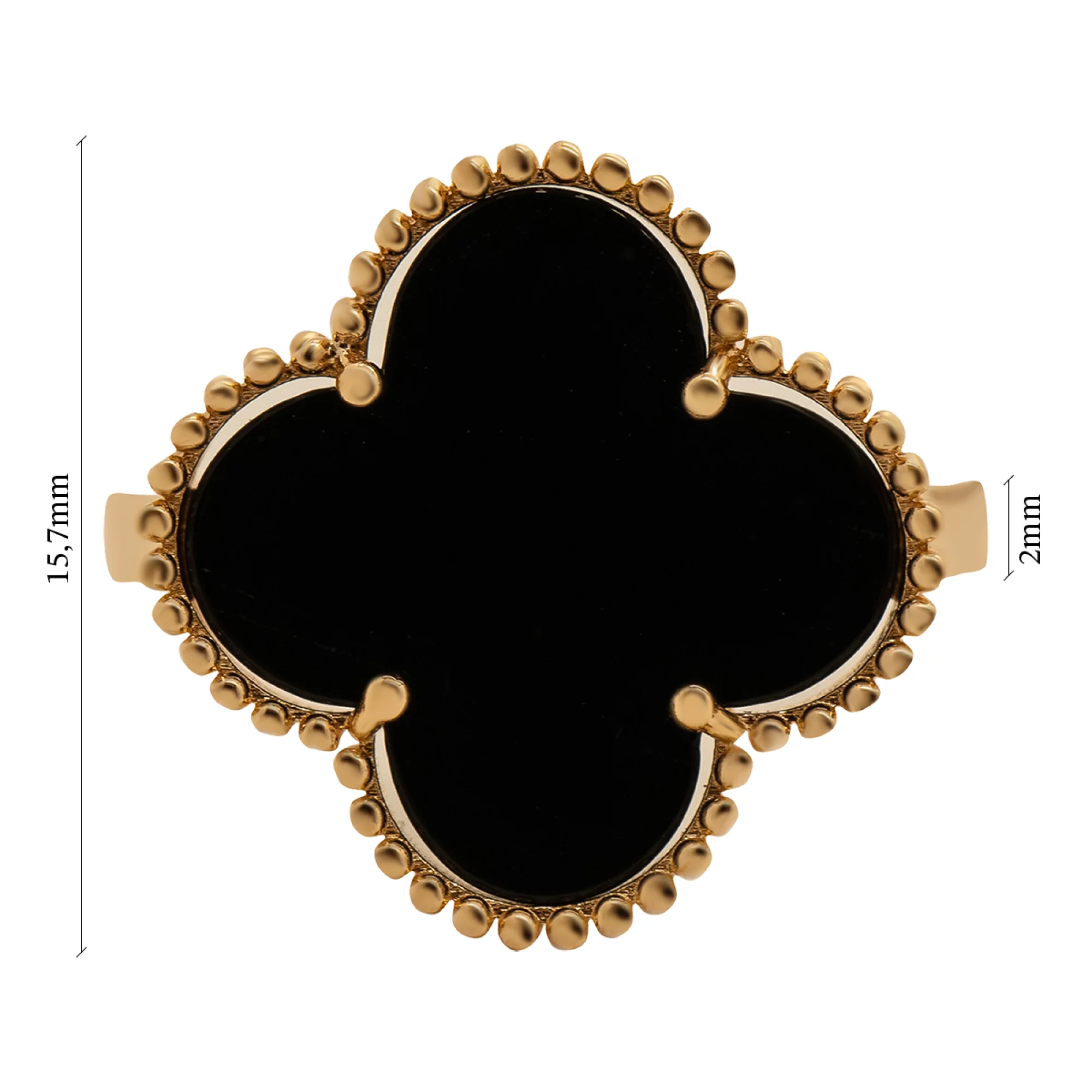 Кольцо из красного золота с ониксом "Клевер" - 938208 – изображение 3
