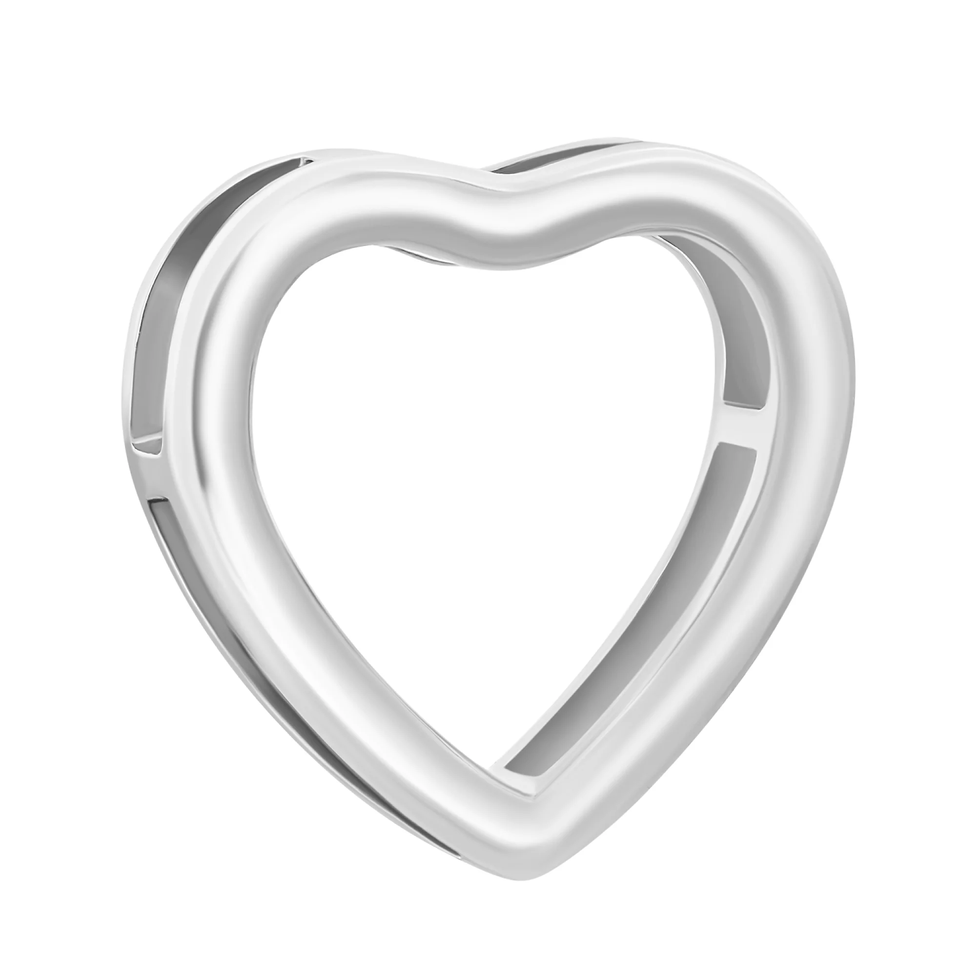 Срібний підвіс "Серце" з родіюванням - 1579414 – зображення 1