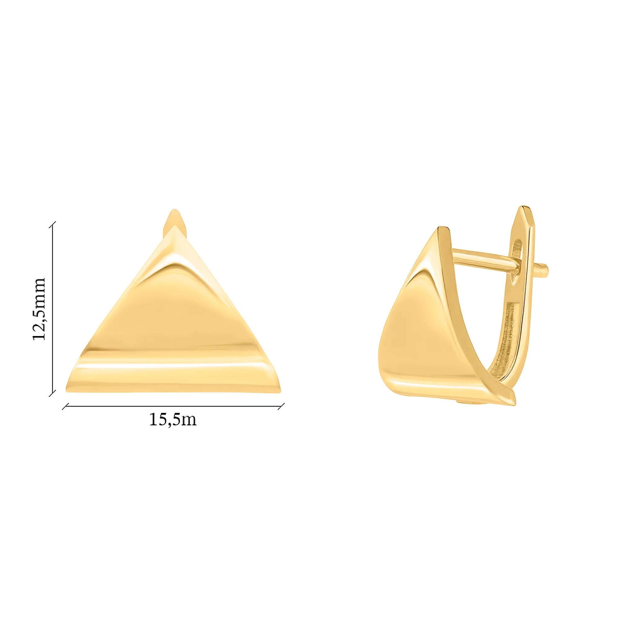 Трикутні сережки з лимонного золота - 1548833 – зображення 5