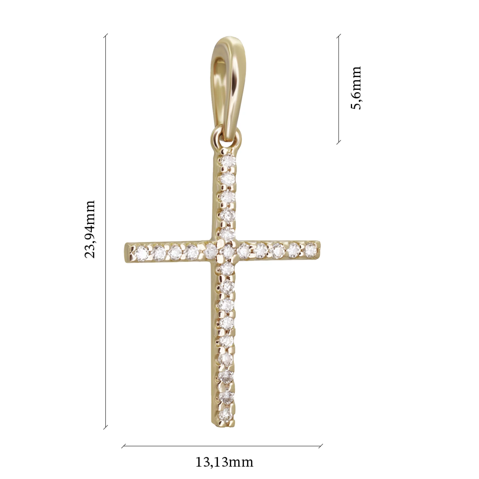 Крестик из красного золота с фианитами - 896985 – изображение 2
