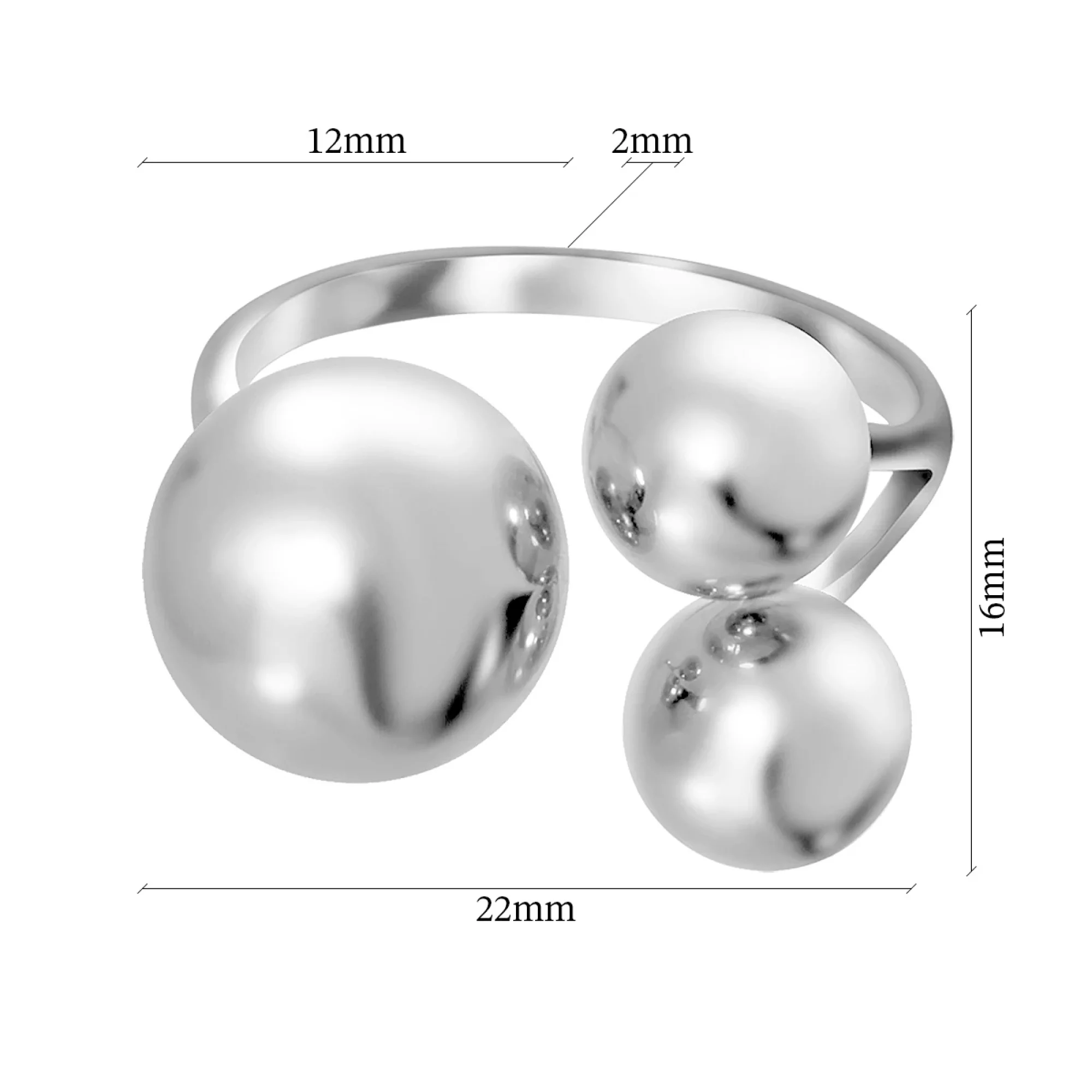 Каблучка срібна Кульки - 963926 – зображення 2