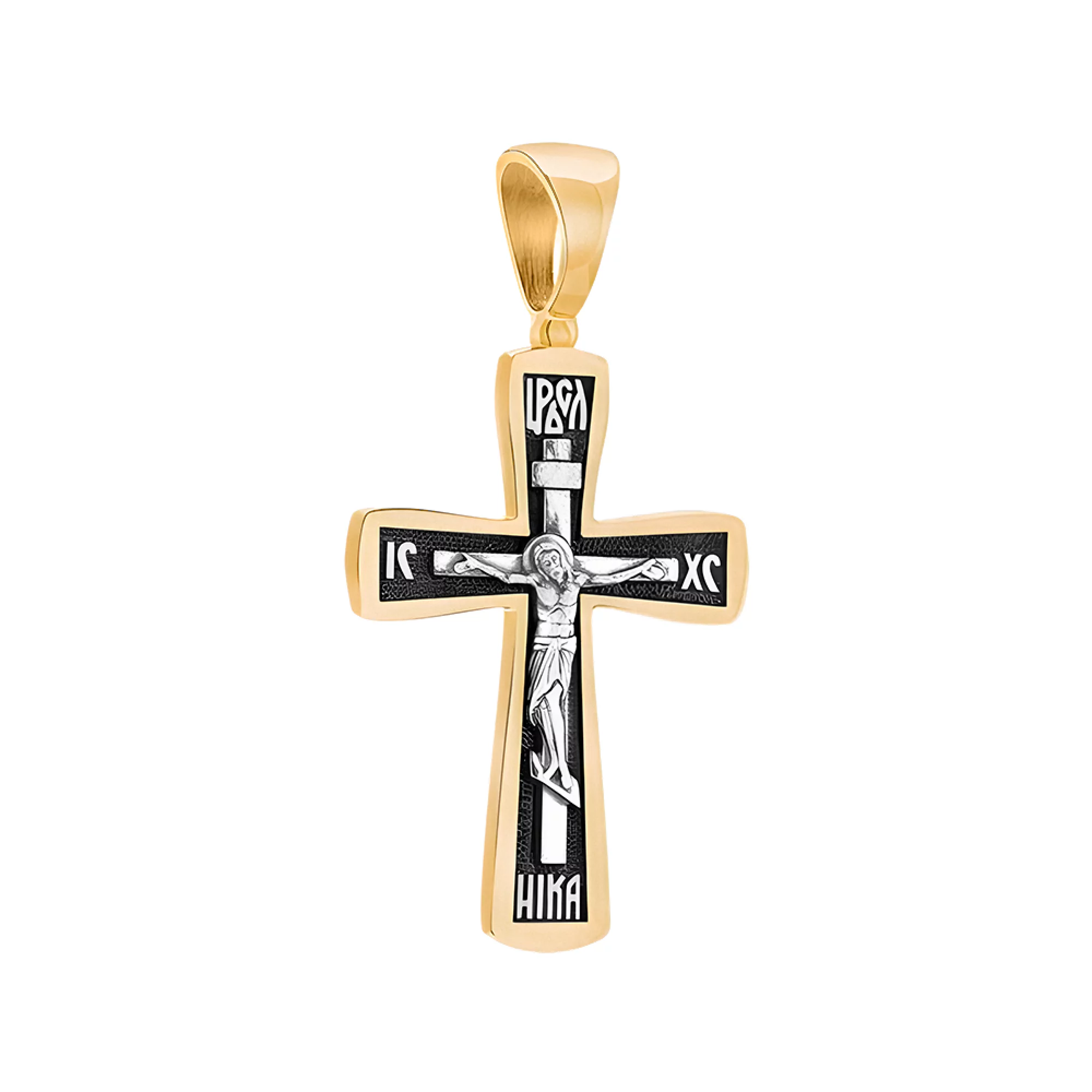 Крестик серебряный с позолотой и чернением - 443517 – изображение 1