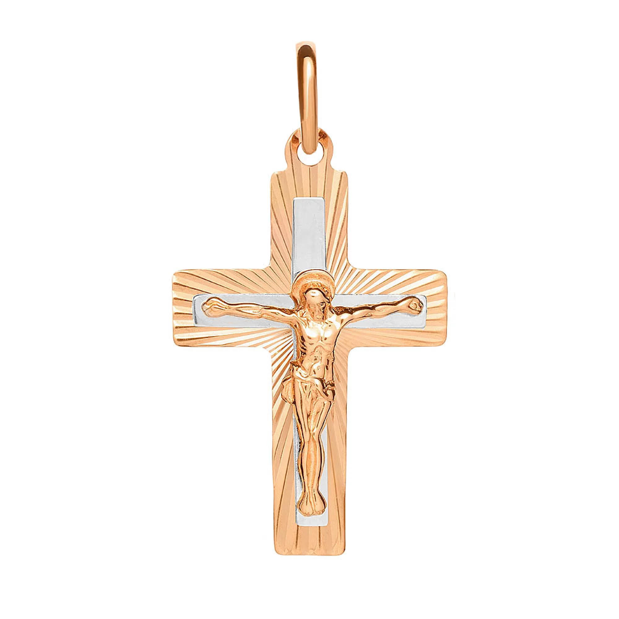 Хрестик з комбінованого золота - 1451147 – зображення 1