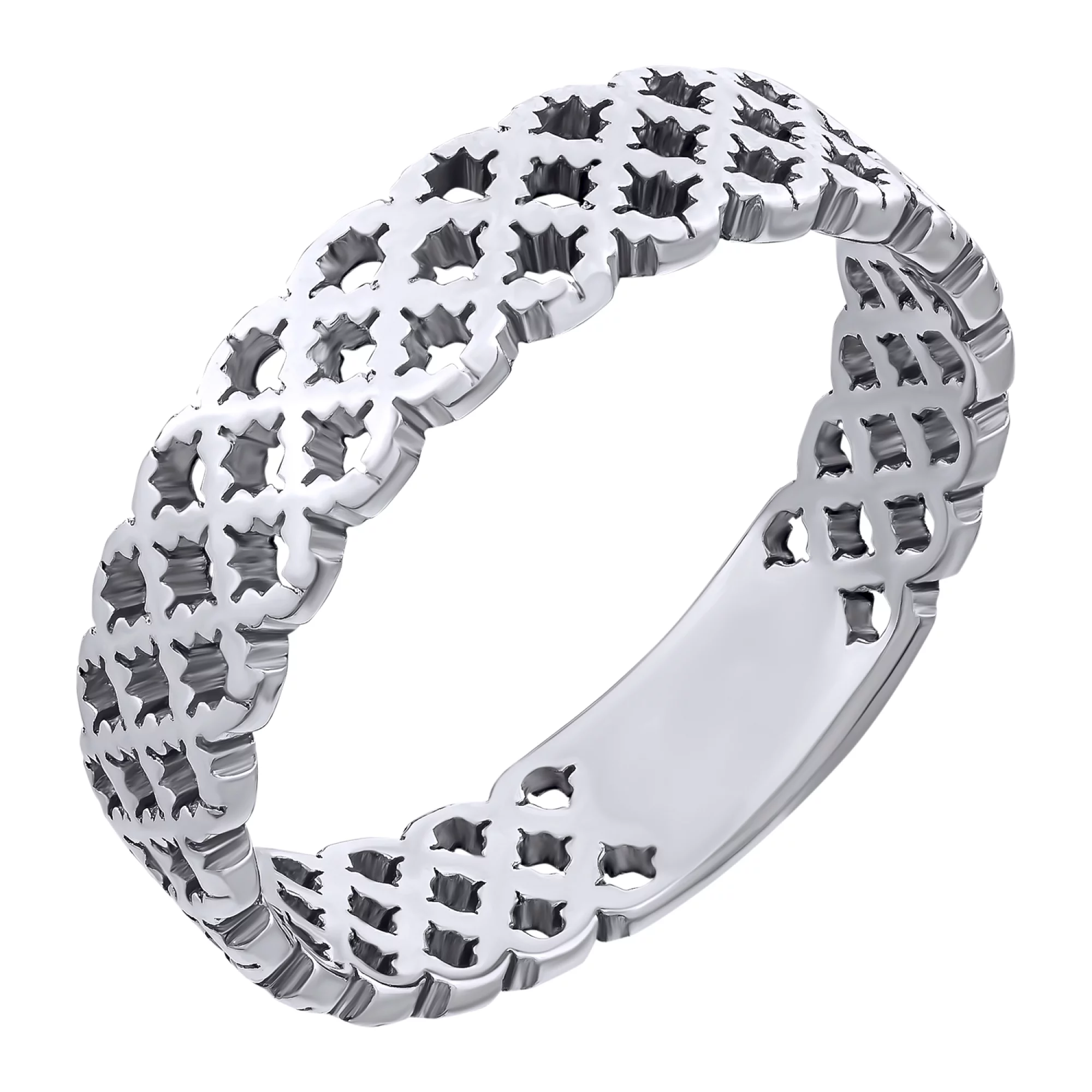 Кольцо серебряное с платиновым покрытием - 883345 – изображение 1