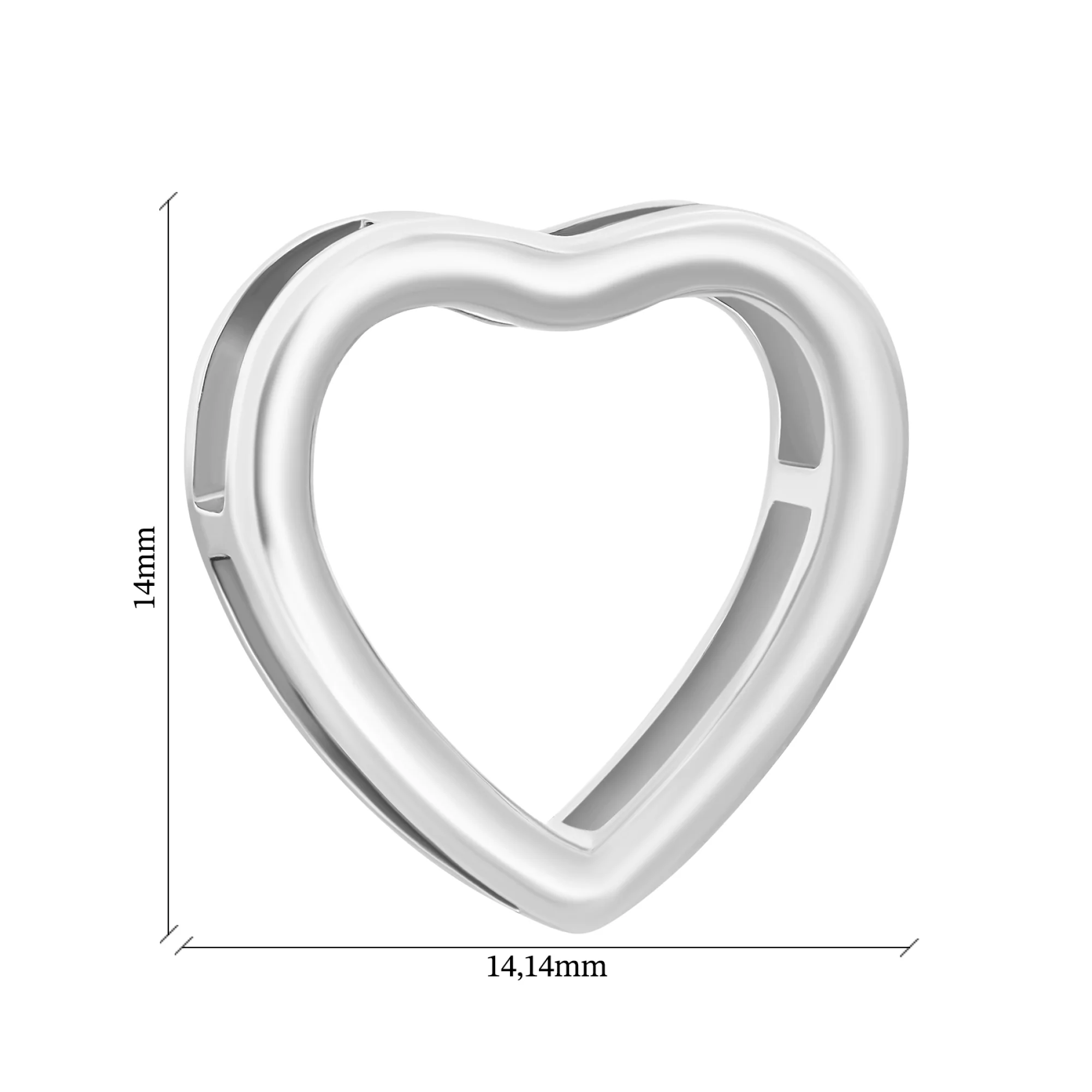 Срібний підвіс "Серце" з родіюванням - 1579414 – зображення 2