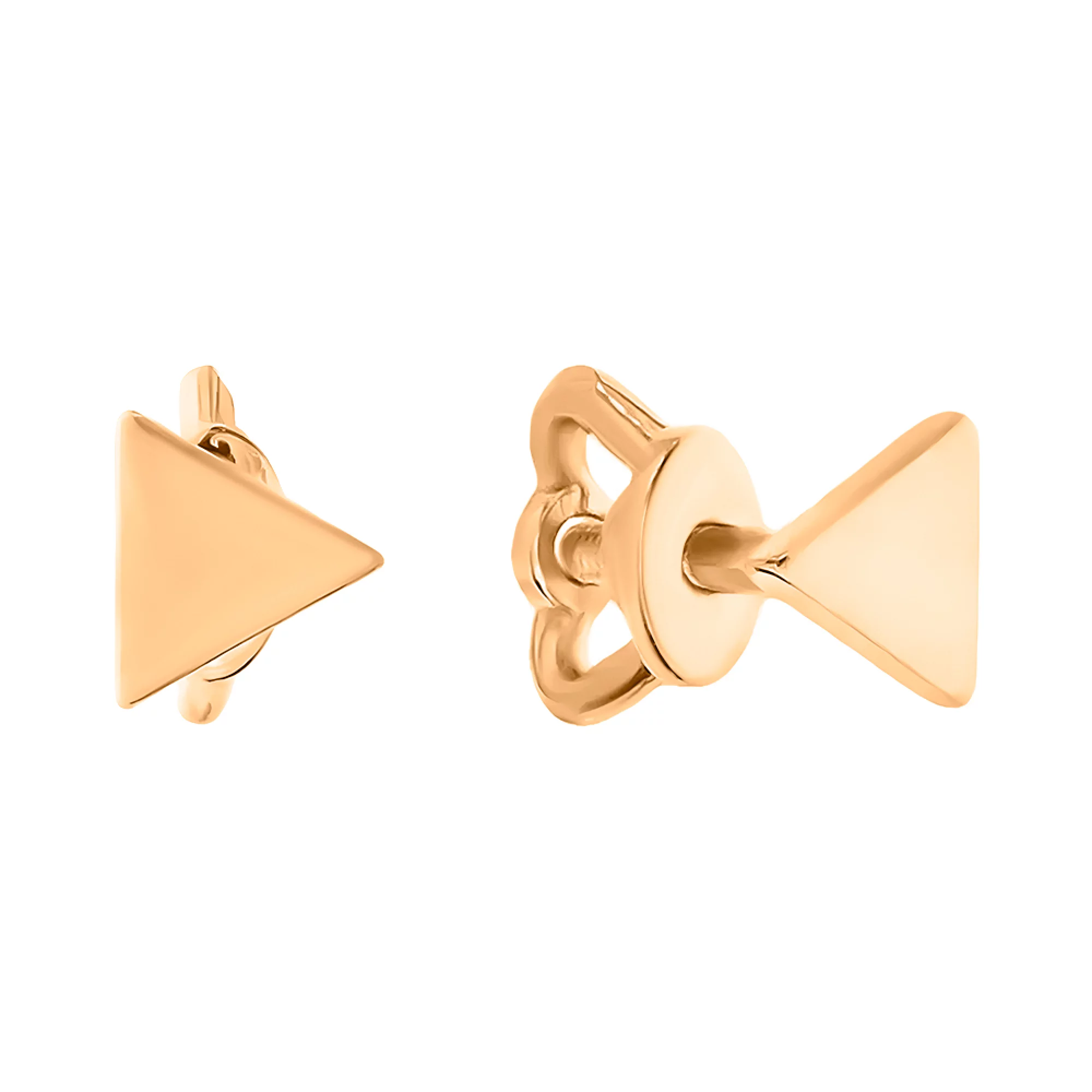 Серьги-гвоздики из красного золота "Треугольники" - 1445691 – изображение 1